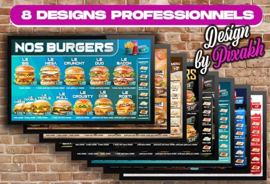 8 Designs de Menu board Digital Fast Food