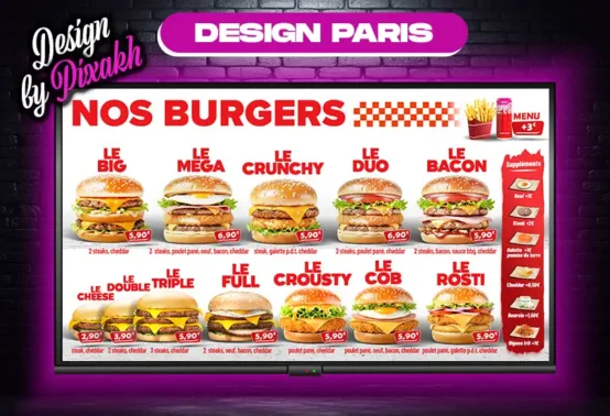 menu board fixe burger design paris