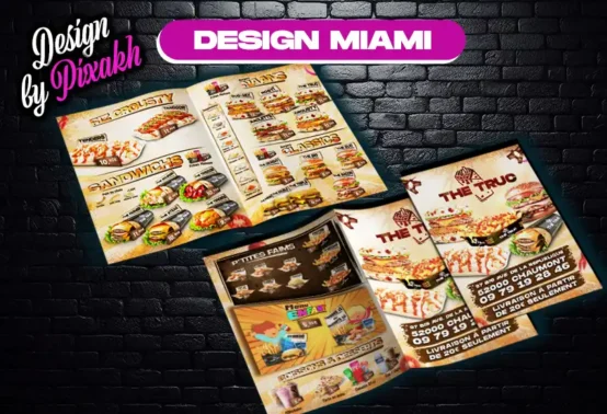Dépliant flyer fast food design miami