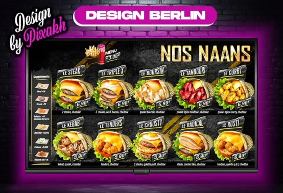 Menu Board Fast Food Cheese Naan